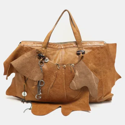 Pre-owned Dolce & Gabbana Brown Leather Embellished Tote
