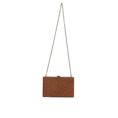 Dolce & Gabbana Brown Leather Gold Frame Clutch Mini Crossbody Bag In ["brown"]