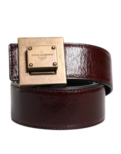 Pre-owned Dolce & Gabbana Brown Leather Gold Metal Buckle Classic Men's Belt ()