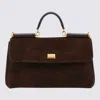 Dolce & Gabbana Sicily Small Leather-trimmed Suede Shoulder Bag In Brown
