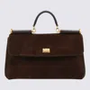 Dolce & Gabbana Sicily Small Leather-trimmed Suede Shoulder Bag In Brown