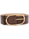 DOLCE & GABBANA BROWN LEATHER OVAL BUCKLE BELT