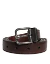 Dolce & Gabbana Brown Leather Silver Metal Buckle Belt