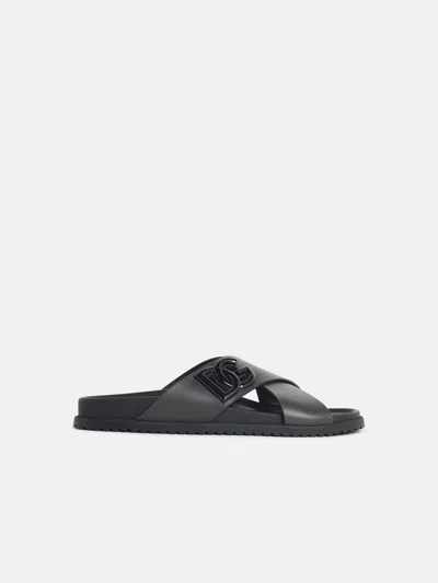 Dolce & Gabbana Brown Leather Slippers