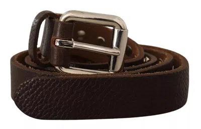 Pre-owned Dolce & Gabbana Brown Leather Studded Silver Metal Buckle Women's Belt ()
