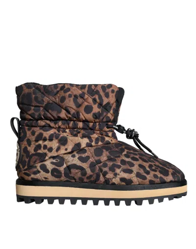 Dolce & Gabbana Brown Leopard Pony Hair Leather Sneakers Shoes