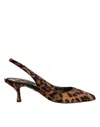 Dolce & Gabbana Brown Leopard Calfskin Fur Slingbacks Shoes In Animal Print
