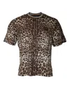 Dolce & Gabbana Brown Leopard Crew Neck Short Sleeve Men's T-shirt In Brown