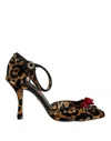 Dolce & Gabbana Brown Embellished Leopard Print Heels Shoes
