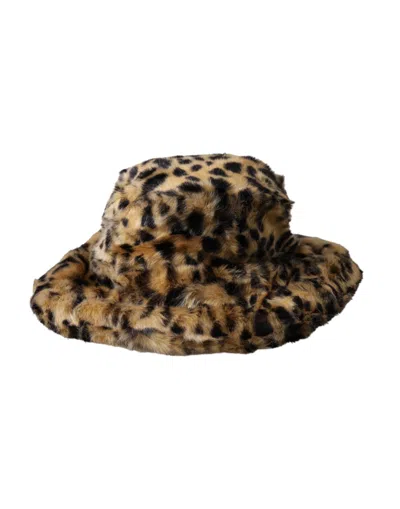 Dolce & Gabbana Brown Leopard Fur Women Bucket Women's Hat In Animal Print