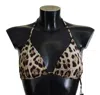 Dolce & Gabbana Brown Leopard Halter Beachwear Swimwear Bikini Women's Top In Brown