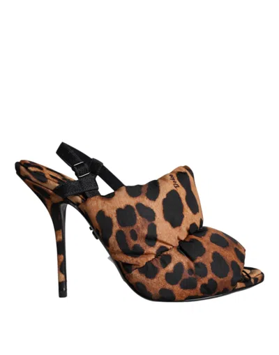 Dolce & Gabbana Leopard Keira Quilted Nylon Slingback Pumps In Animal Print