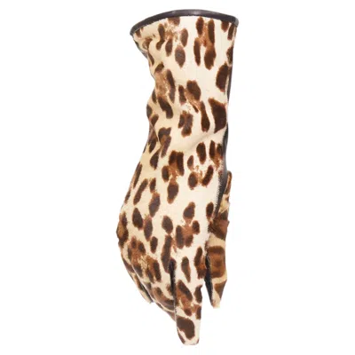 Pre-owned Dolce & Gabbana Dolce Gabbana Brown Leopard Print Calf Hair Lambskin Goatskin Lined Gloves Sz7