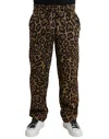 Dolce & Gabbana Brown Leopard Print Polyester Jogger Pants In Brown