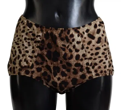 Dolce & Gabbana Brown Leopard Print Swimsuit Swimwear Bikini Women's Bottom