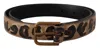 Dolce & Gabbana Brown Leopard Print Vintage Metal Waist Buckle Women's Belt In Brown
