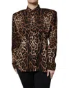 Dolce & Gabbana Brown Leopard Silk Button Down Coat Jacket In Brown