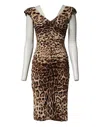 Dolce & Gabbana Brown Leopard Sleeveless Sheath Midi Dress In Brown