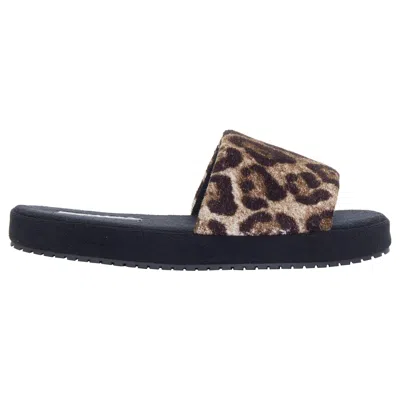 Pre-owned Dolce & Gabbana Dolce Gabbana Brown Leopard Towelling Padded Foam Slides Slippers Eu41