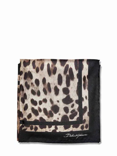 Dolce & Gabbana Brown Leopard-print Silk Twill Scarf