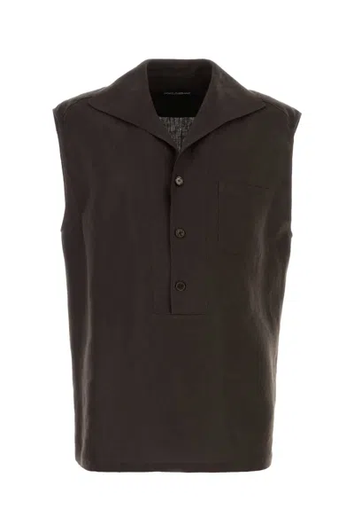 Dolce & Gabbana Brown Linen Polo Shirt