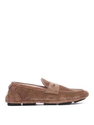 Dolce & Gabbana Brown Loafers Round Toe Slip On