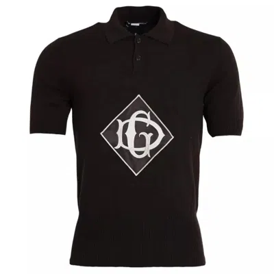 Pre-owned Dolce & Gabbana Brown Logo Collared Short Sleeve Men Men's T-shirt ()
