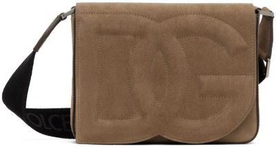 Dolce & Gabbana Brown Medium 'dg' Logo Crossbody Bag In Nocciola