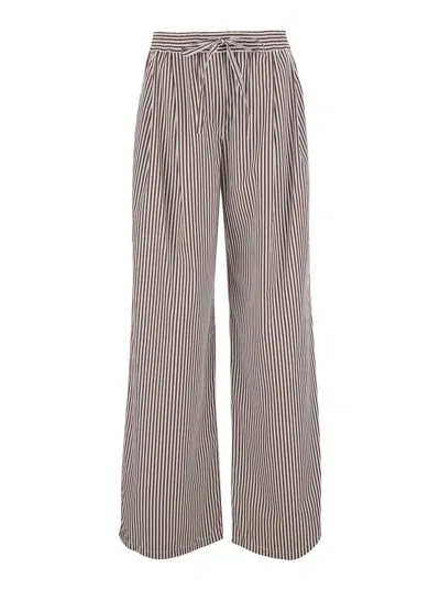 Dolce & Gabbana Brown Mens Striped Pants In Tech Fabric