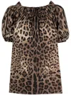 Dolce & Gabbana Short Sleeve Top In Poplin Leopard Print Clothing In Animal Print