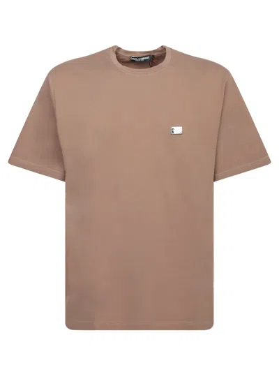 Dolce & Gabbana Brown Piquet Tag T-shirt