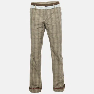 Pre-owned Dolce & Gabbana Brown Plaid Cotton Trouser Xl