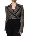 Dolce & Gabbana Brown Plaid Long Sleeve Cropped Coat Jacket In Brown