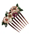 Dolce & Gabbana Brown Plastic Crystal Floral Women Hair Comb In Brown