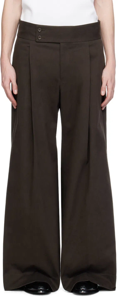 Dolce & Gabbana Brown Pleated Trousers In Ebano
