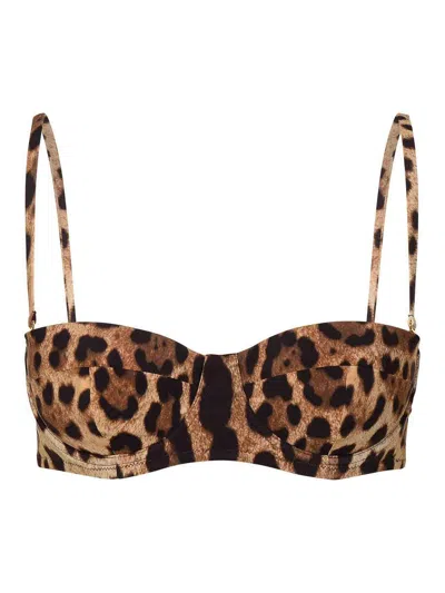 DOLCE & GABBANA BROWN POLYAMIDE BLEND BIKINI BRA