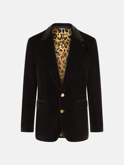 Dolce & Gabbana Brown Polyester Blazer In Black