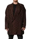 Dolce & Gabbana Brown Polyester Logo Monogram Coat Jacket In Brown