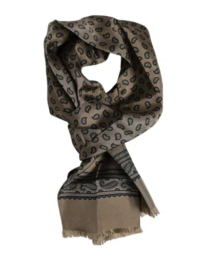 Pre-owned Dolce & Gabbana Brown Printed Neck Warmer Men Foulard Men's Scarf ()