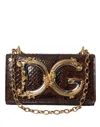 Dolce & Gabbana Brown Python Leather Dg Girls Crossbody Phone Women's Bag In Brown