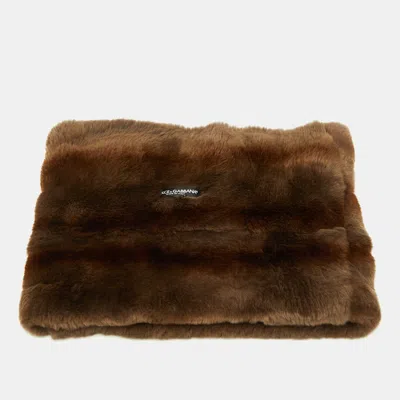 Pre-owned Dolce & Gabbana Brown Rabbit Fur Neck Wrap