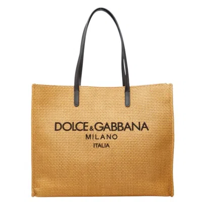 Pre-owned Dolce & Gabbana Brown Raffia Leather Shoulder Bag Tote Bag ()