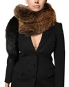 Dolce & Gabbana Brown Red Fox Fur Neck Cashmere Warmer Scarf In Brown