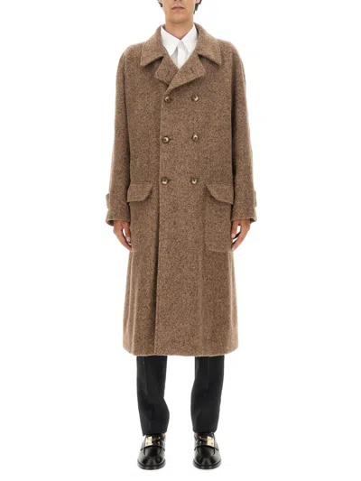 DOLCE & GABBANA MEN BROWN REGULAR WOOL COAT