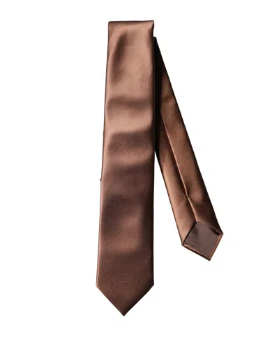 Dolce & Gabbana Brown Satin 100% Silk Wide Adjustable Men Neckmen's Men's Tie