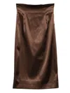 Dolce & Gabbana Brown Satin Midi Skirt Dolce E Gabbana In Brown