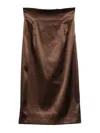Dolce & Gabbana Brown Satin Midi Skirt Dolce E Gabbana In Brown