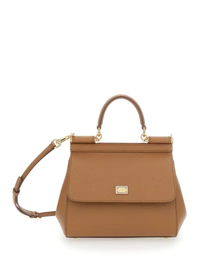 Dolce & Gabbana Brown Sicily Medium Satchel