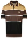 Dolce & Gabbana Silk Polo Shirt Striped Pattern In Brown