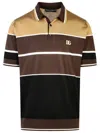 Dolce & Gabbana Silk Polo Shirt Striped Pattern In Brown